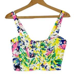 Paper Crane Neon Pin Up Style Flirty Crop Top